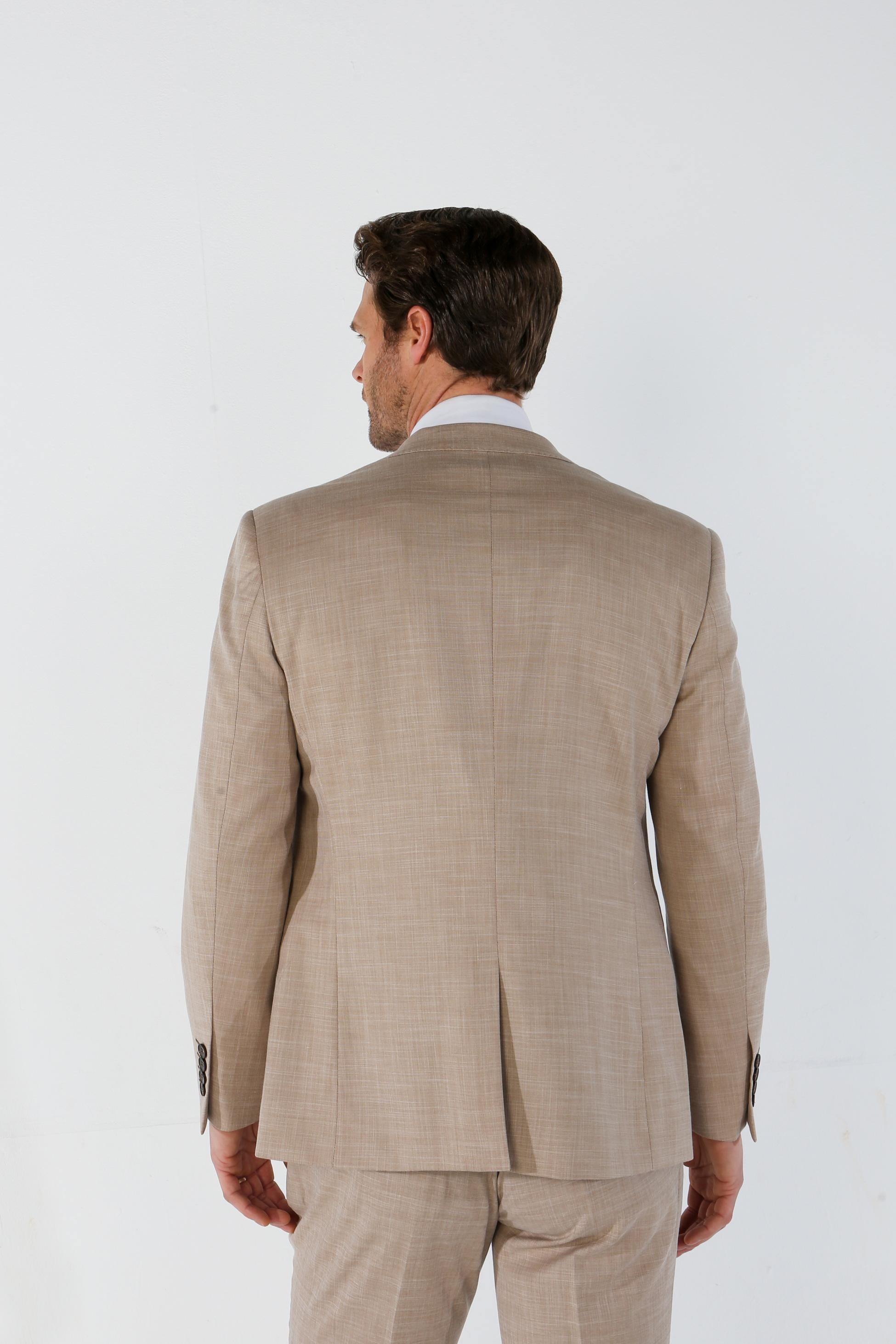 Costume à Motif Check Tailleur pour Homme - KURT - Beige
