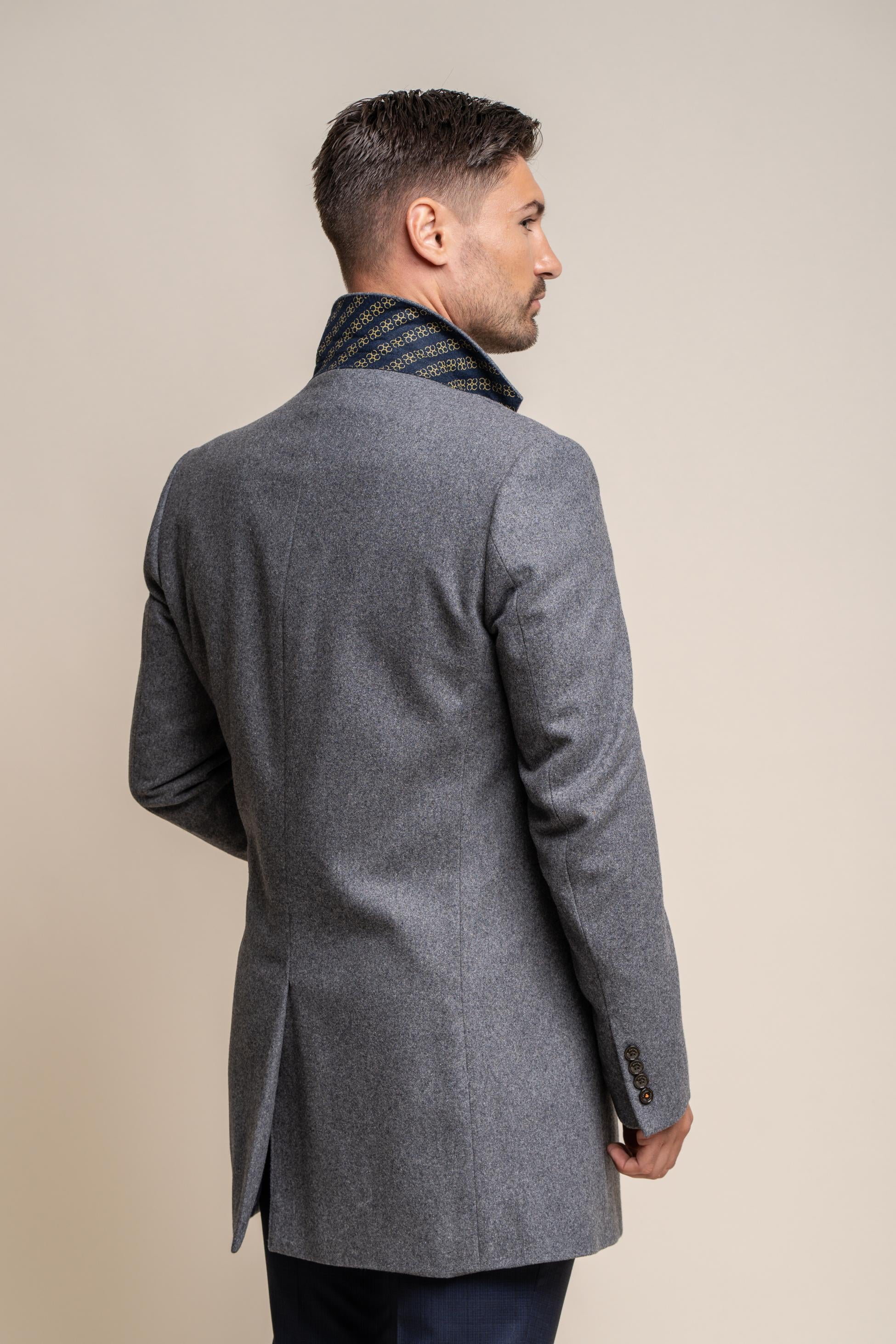 Manteau Mi-Long en Laine pour Homme - ROMAN - Gris