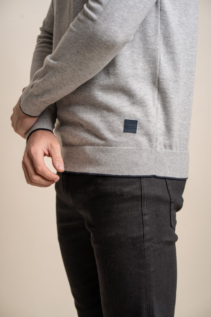 Pull à col roulé en coton pour hommes - New Rio - Gris