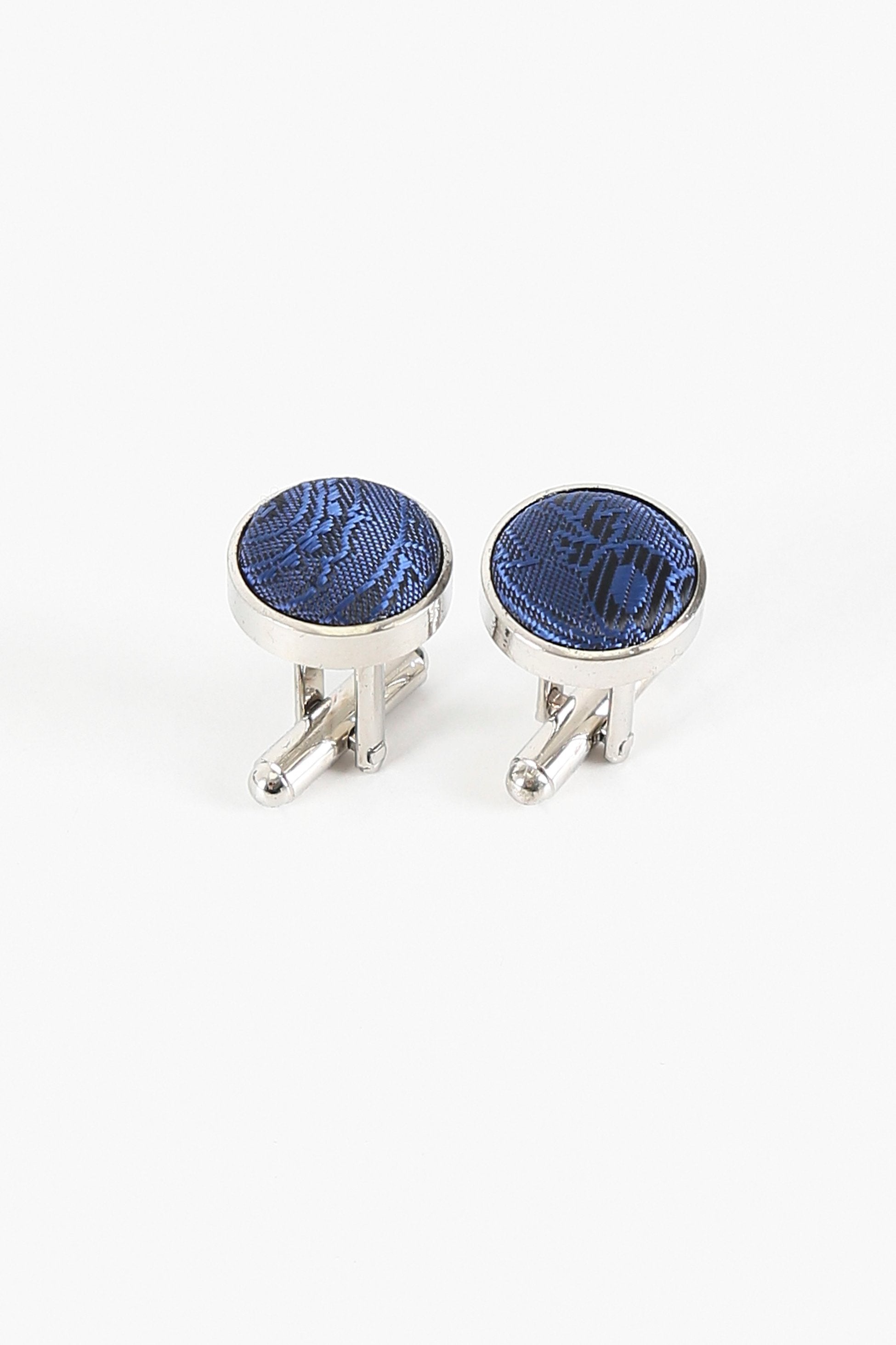 Ensemble cravate et boutons de manchette paisley pour hommes - Bleu profond