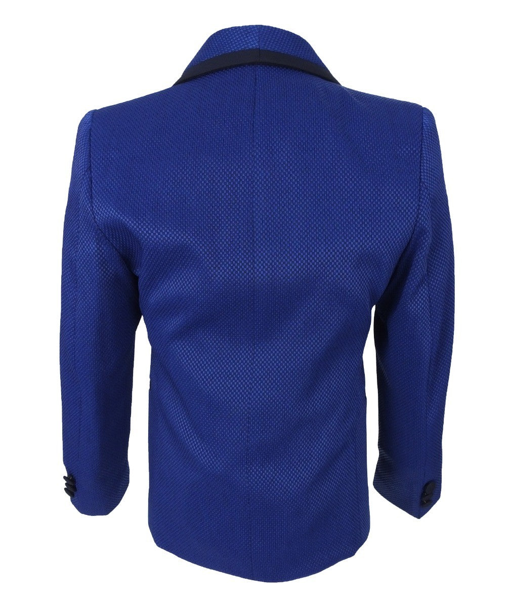 Costume à Motifs Birdseye avec Passepoil pour Garçons - BENIGNO - Bleu - Bleu Marine