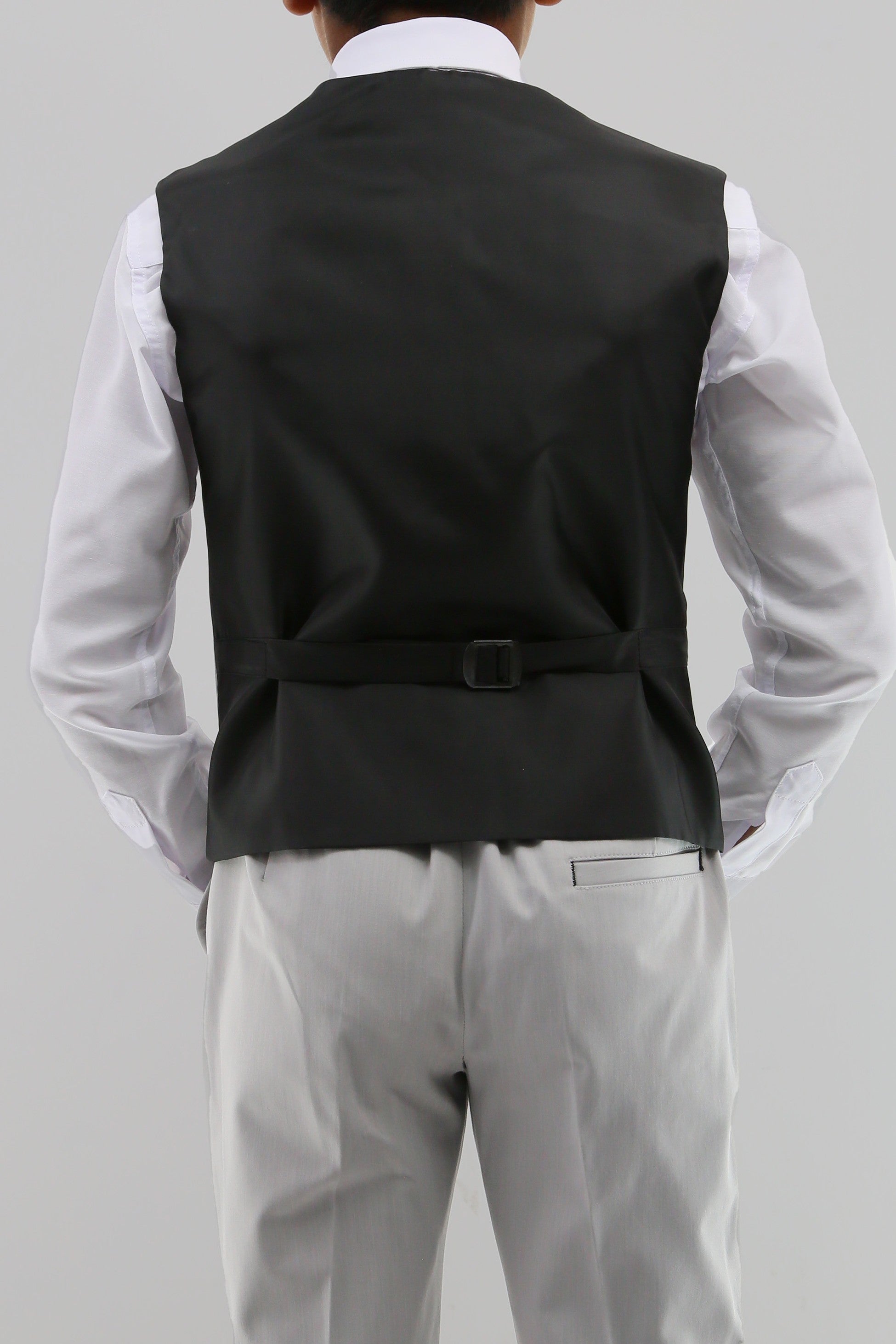 Jungen Anzug mit Doppeltknopf Weste 6-teilige Set - Schiefergrau