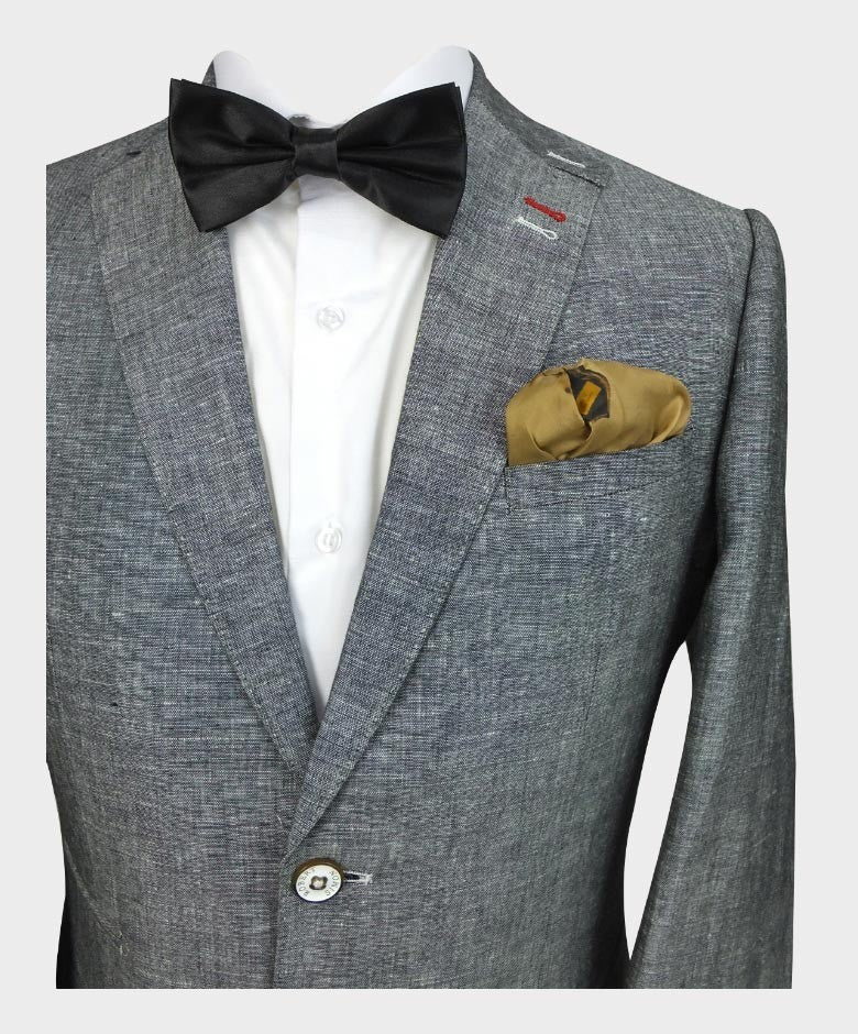Herren Slim Fit Leinenblazer - ETHAN - Schwarzgrau