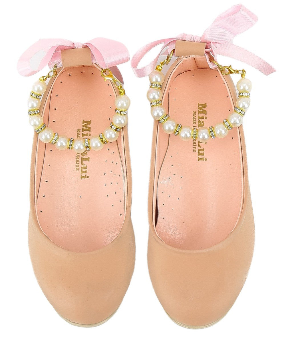 Mädchen Perlen Flache Mary Jane Schuhe - ISABEL - Rosa
