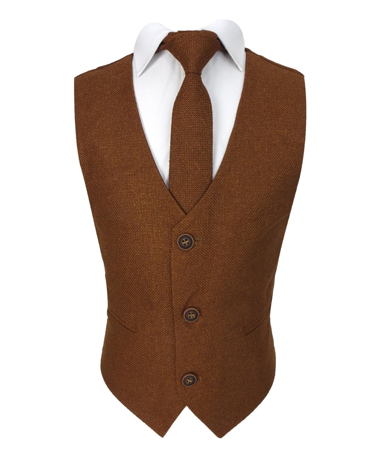 Men's Tweed Waistcoat Set - Cinnamon Brown