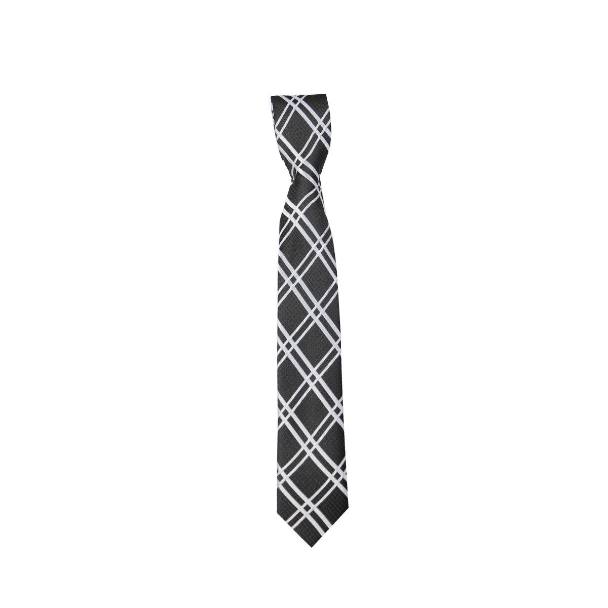 Boys Plaid Checkered Tie Black and White
