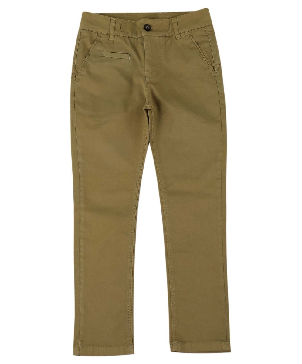 Jungen Leinen Einreihiges Westenanzug-Set - Khakigrün