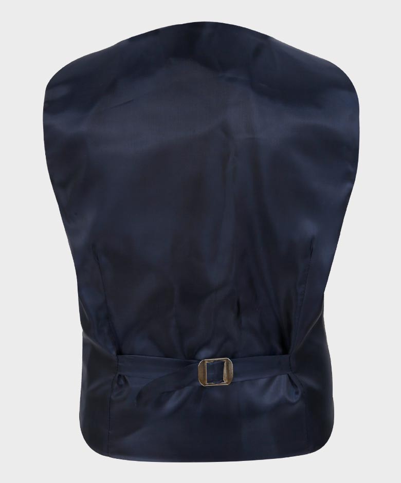 Jungen Maßgeschneiderter Windowpane Retro Karoanzug - Marineblau - Kastanienbraun