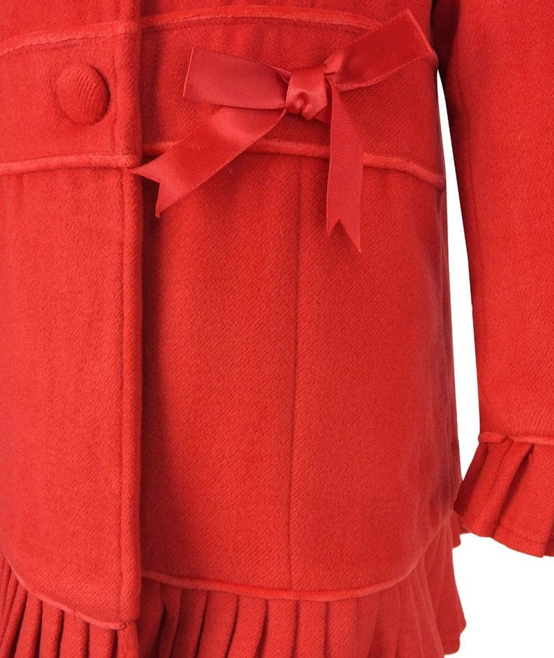 Ensemble Manteau avec Col en Fourrure Amovible et Chapeau pour Filles - Rouge