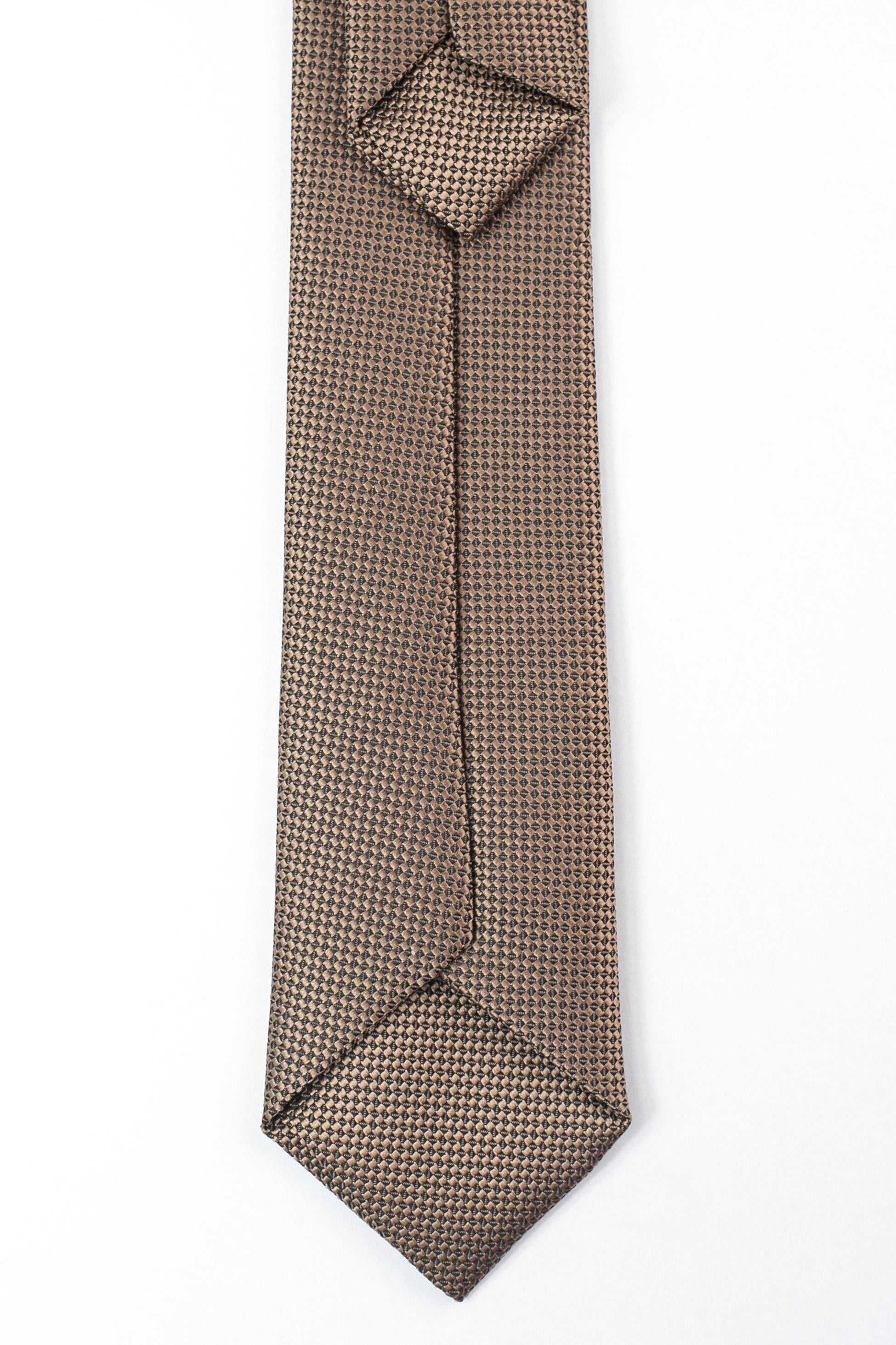 Ensemble cravate et pochette en jacquard avec sangle élastique pour garçons - Brun Taupe
