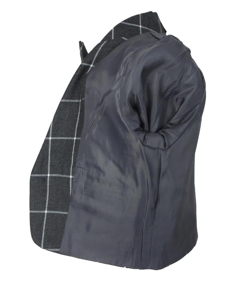 Ensemble Costume à Carreaux Vintage pour Garçons - Gris Charbon