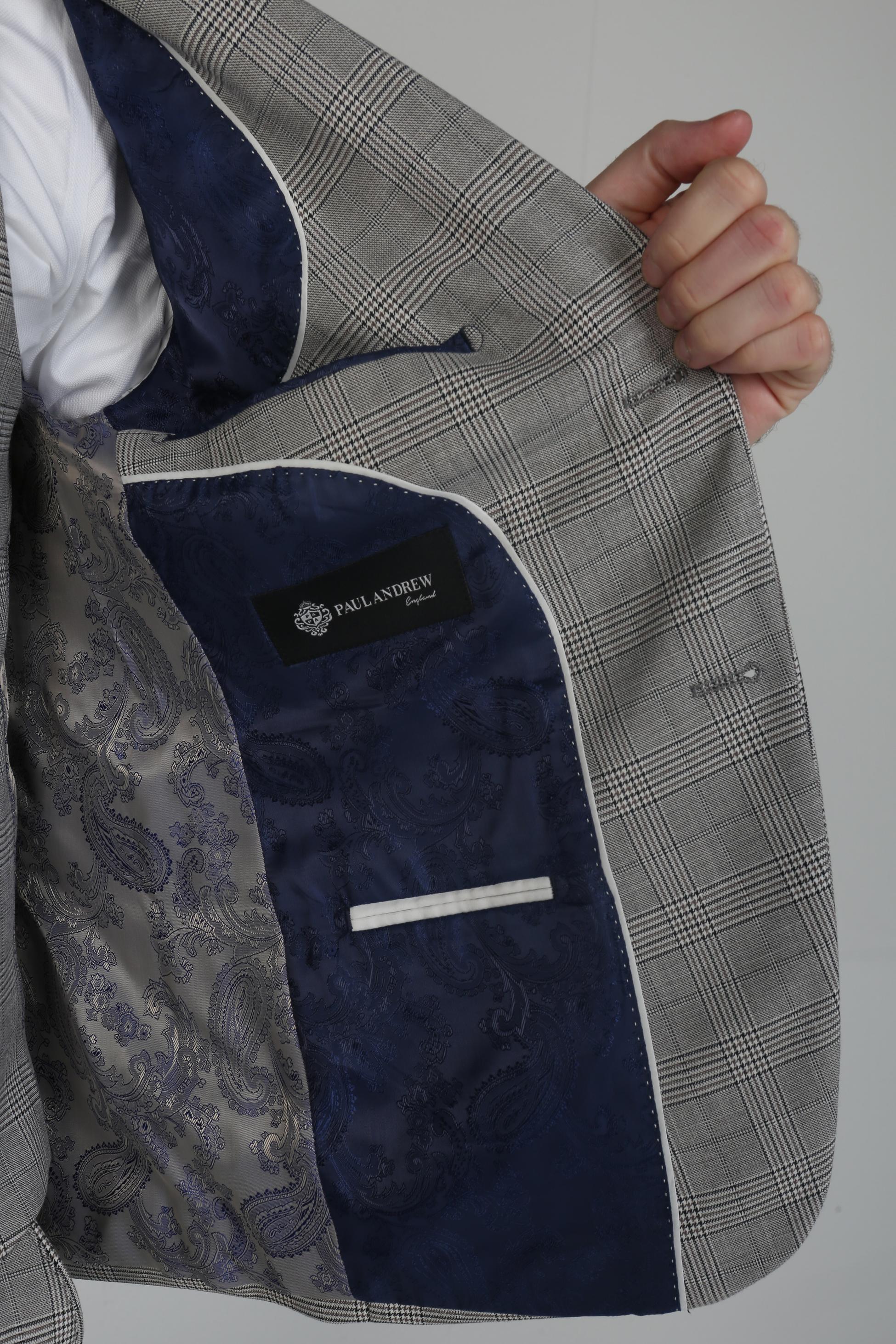 Costume Formel en Tweed à Carreaux Windowpane pour Hommes - HUGO - Gris