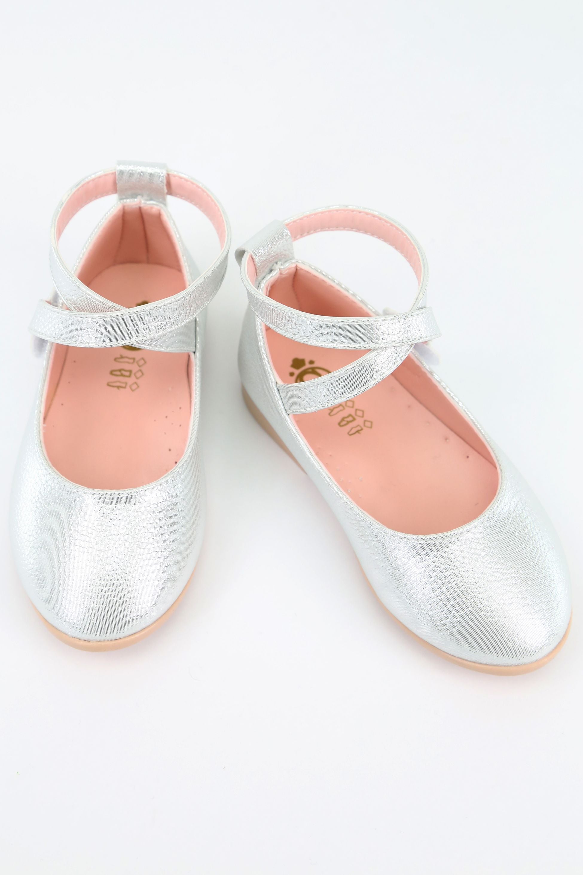 Chaussures Mary Jane Plates Brillantes avec Bride Croisée pour Filles - Argent