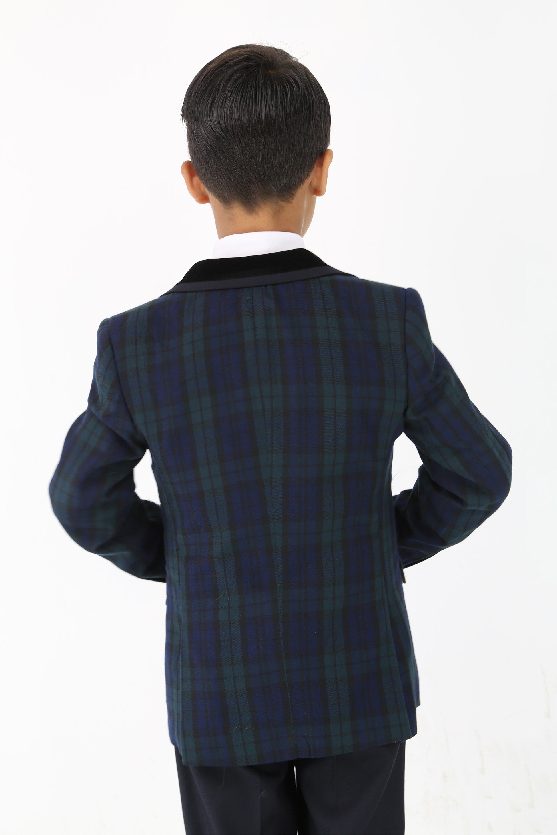 Costume à Carreaux Élégant pour Garçons - Bleu Marine - Vert