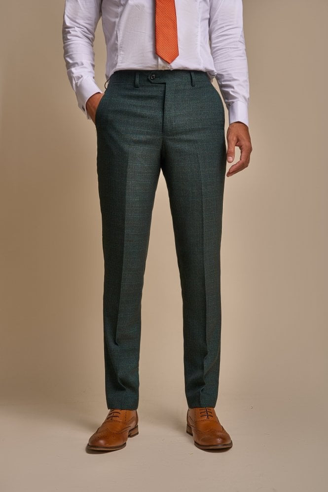 Costume en Tweed à Motif Pied-de-Poule Slim Fit pour Homme - CARIDI - Vert Olive