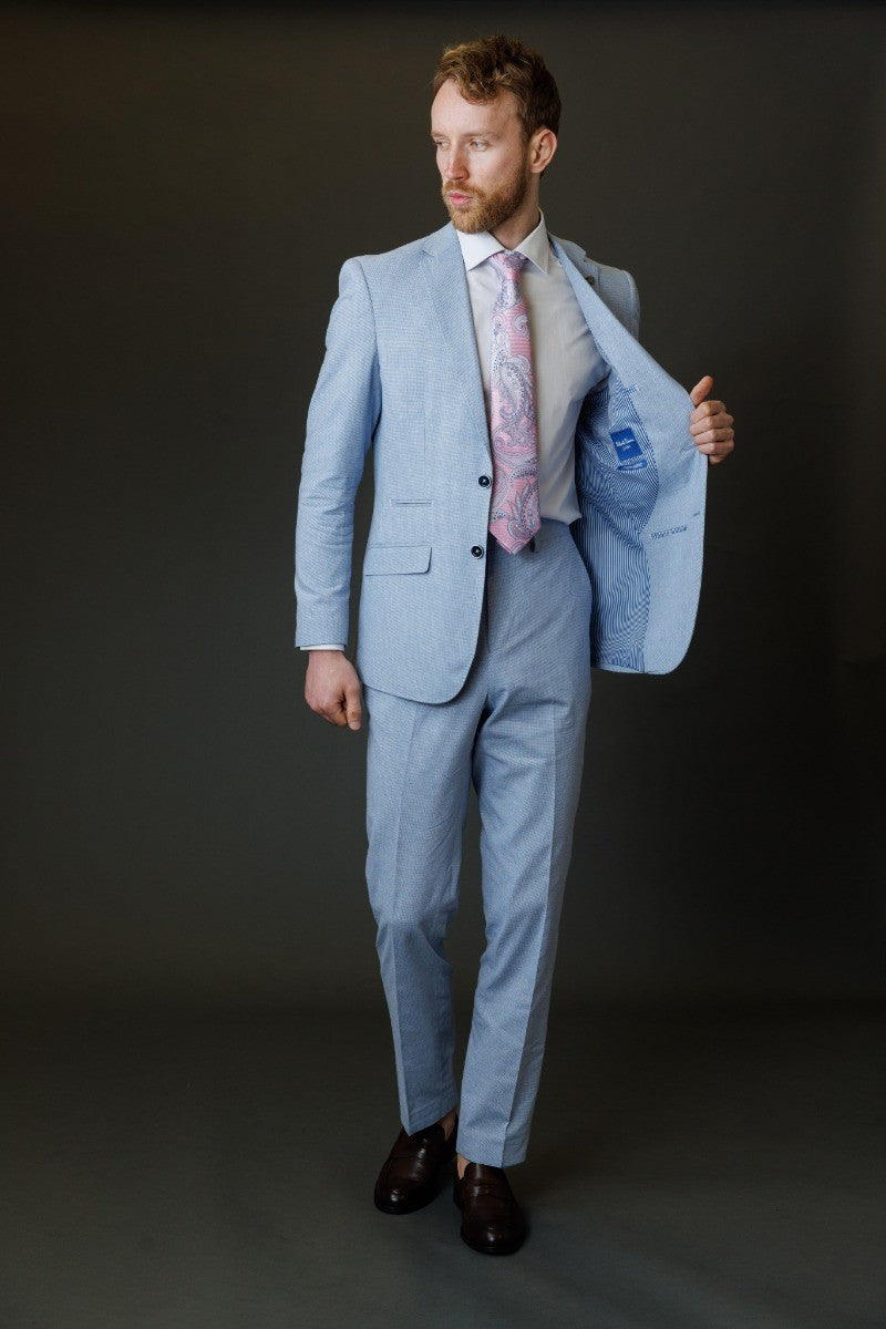 Costume à Motifs Slim Fit pour Hommes - JUDE - Bleu Clair