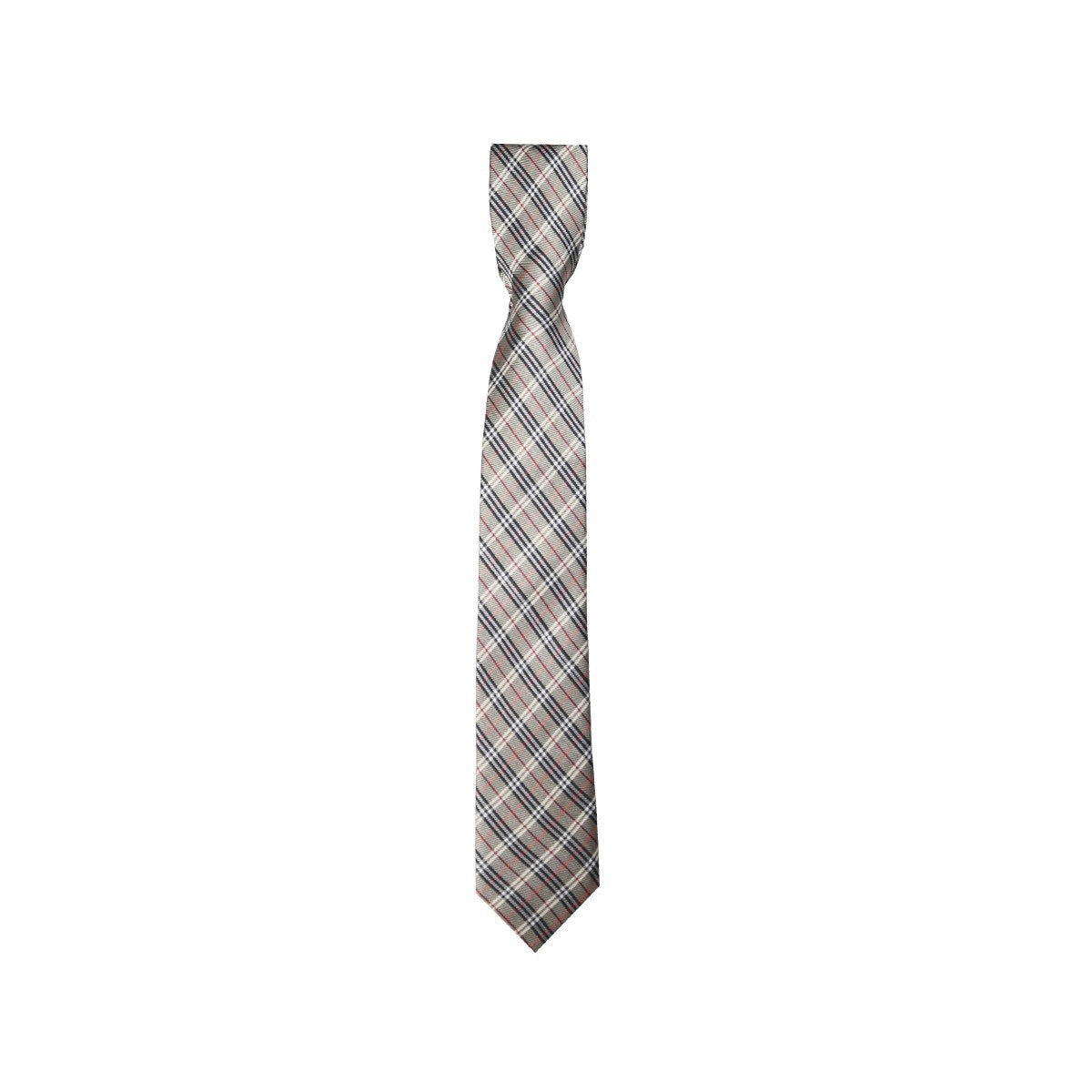 Boys Plaid Checkered Tie Beige - Red and Black