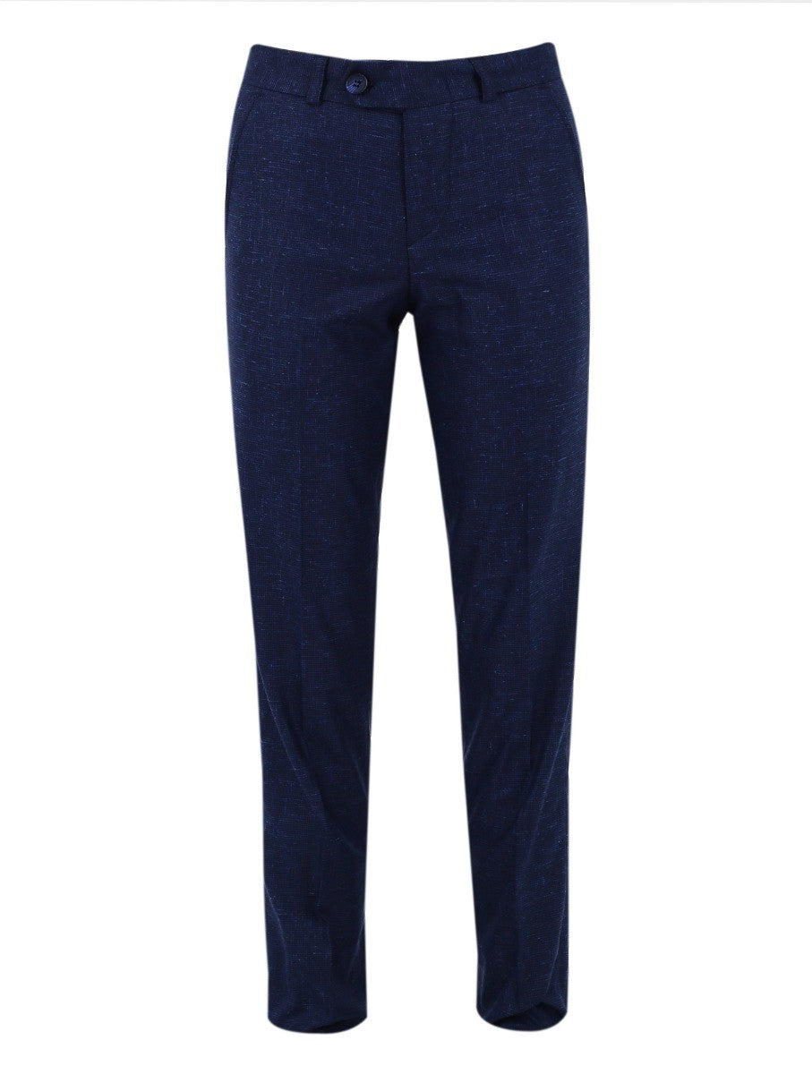 Boys' Retro Check Slim Fit Formal Suit - Dark Blue