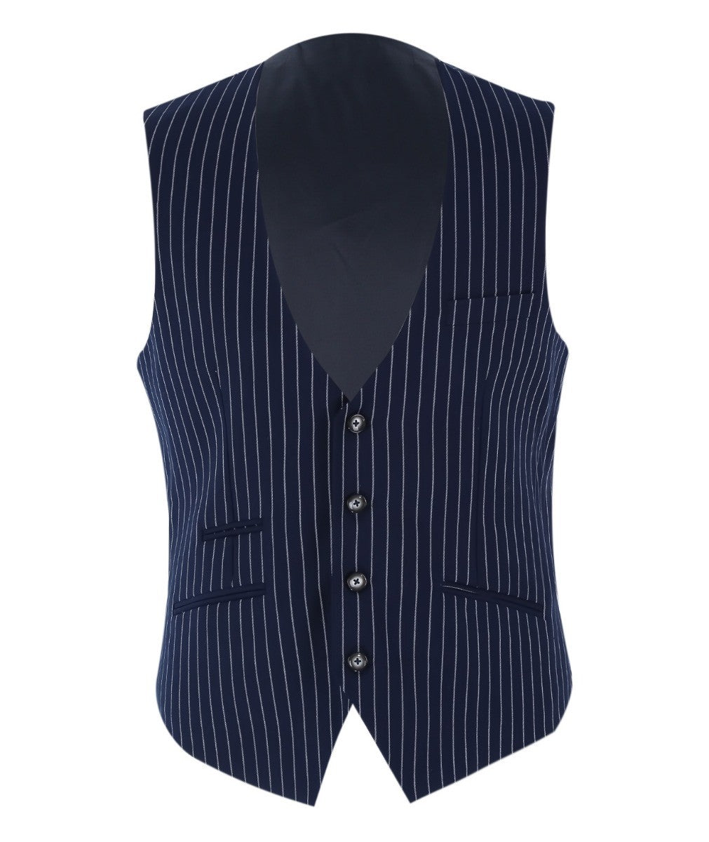 Costume à Rayures Bleu Marine Tailleur pour Homme - MASON - Bleu Marine