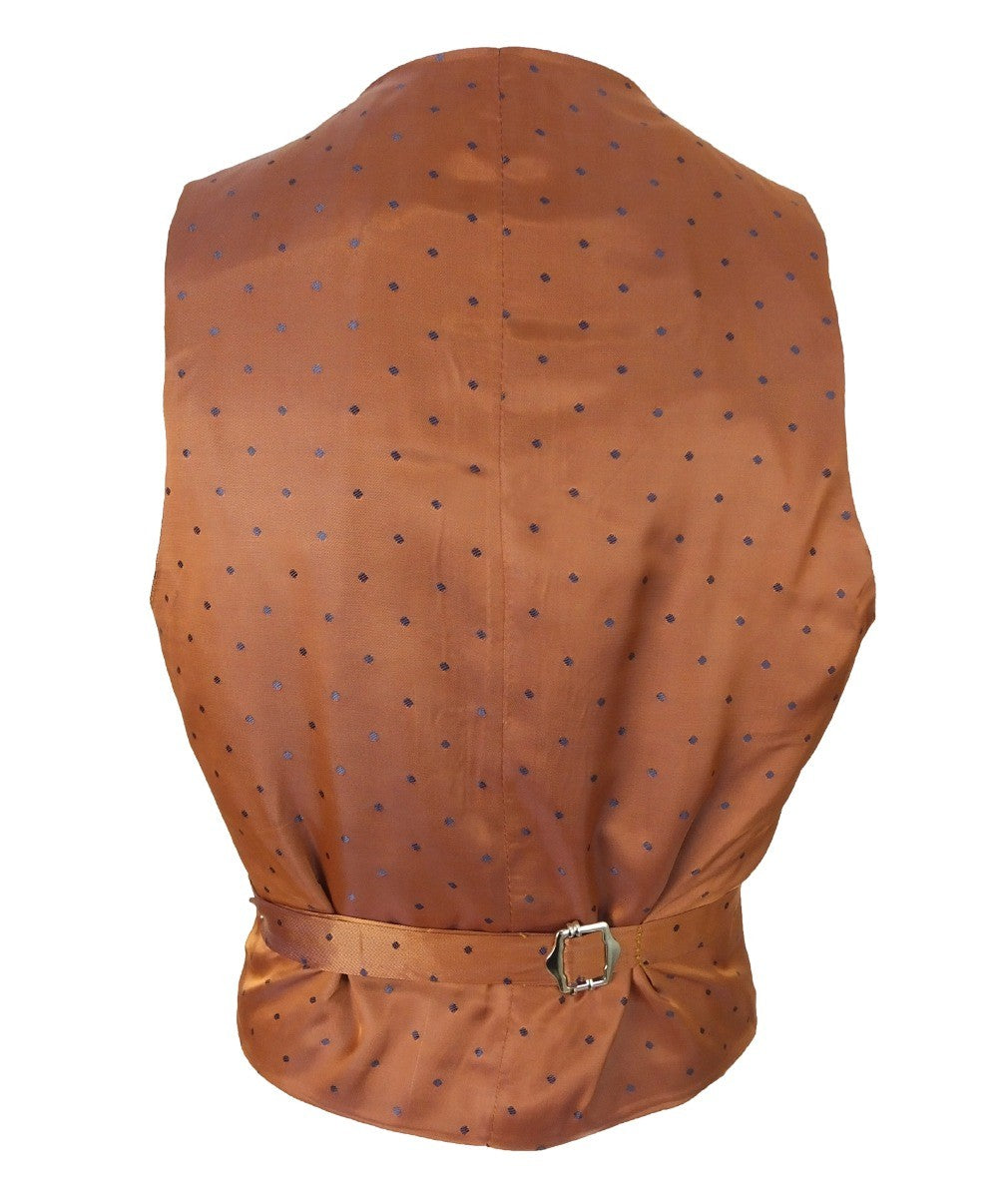 بدلة أولاد بقصة نحيفة باللون الأزرق الملكي مع نقشة مربعات عتيقة - أزرق ملكي - بني