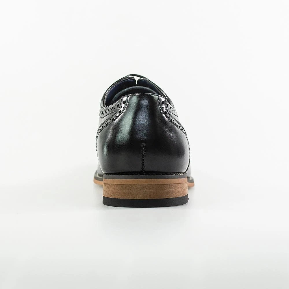 Herren Schnürsenkel Leder Brogue XL Große Schuhe - Oxford - Schwarz