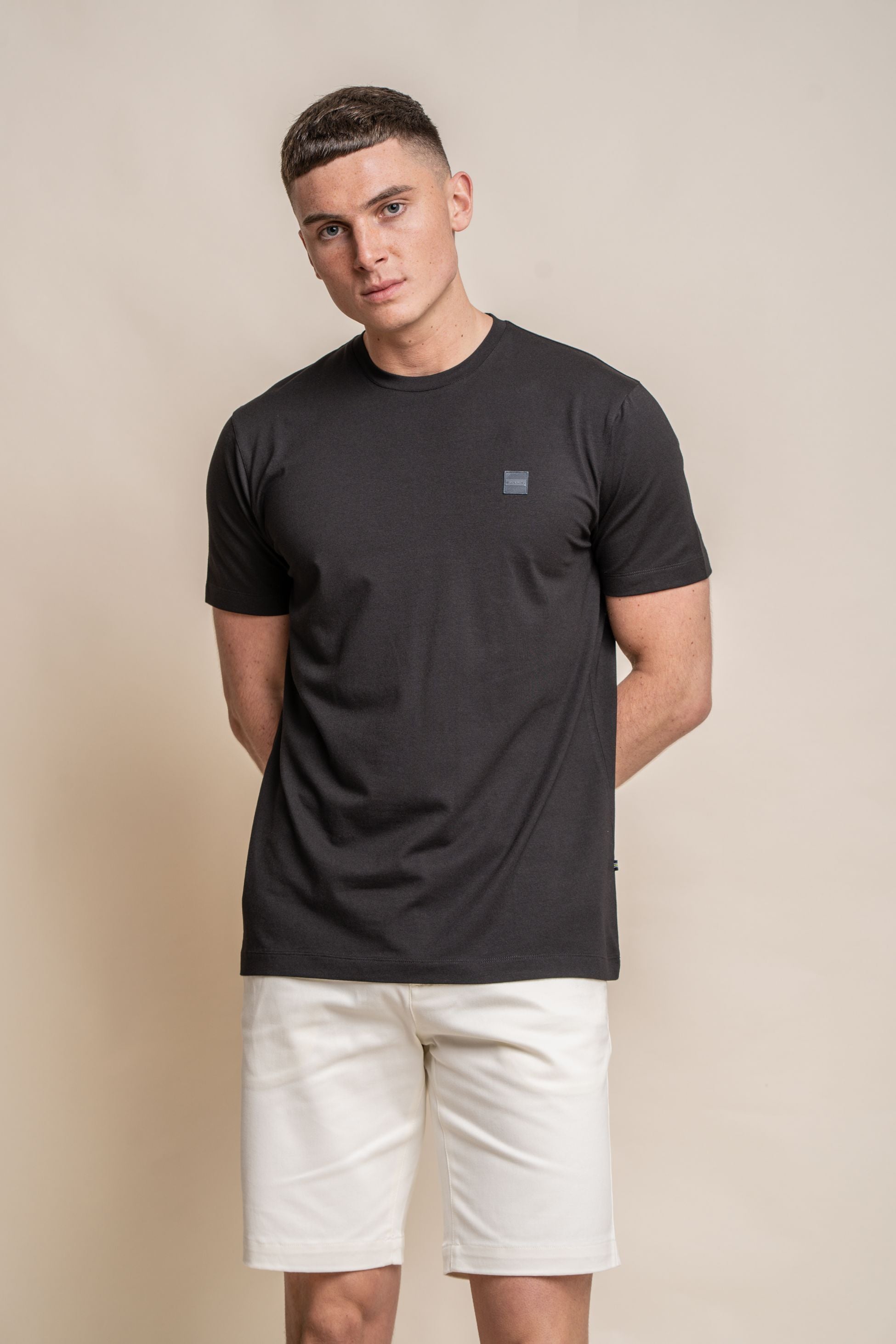 T-shirt en coton à col rond pour hommes - BOGART - Noir