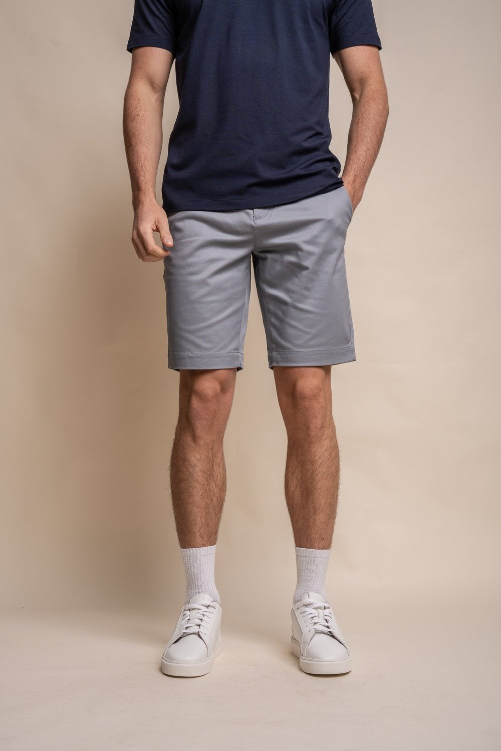 Herren Baumwolle Casual Slim Fit Chino Shorts - DAKOTA - Grau