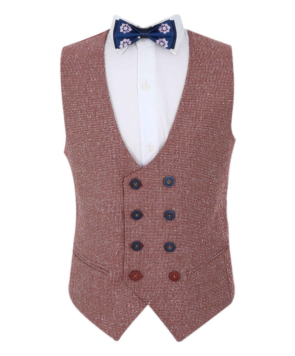 Ensemble Costume à Carreaux Windowpane Slim Fit pour Garçons - Bleu