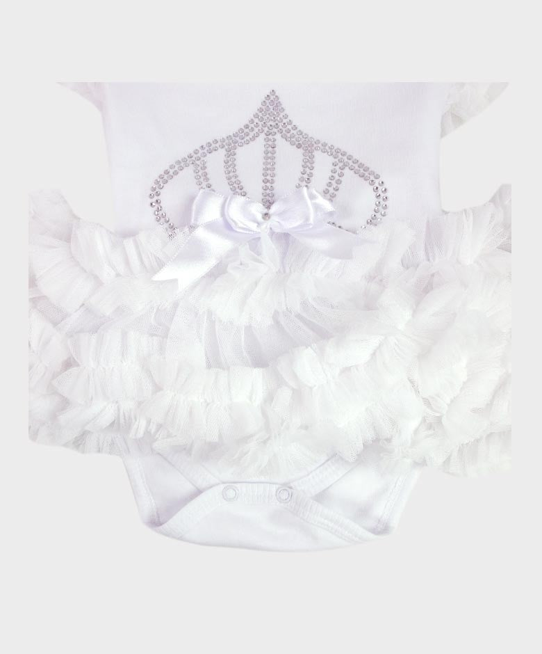 Bodysuit Tutu en Tulle et Coton pour Fillettes - Blanc