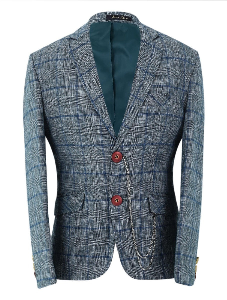 Jungen Slim Fit Fensterkaro Anzug - Dunkelgrün