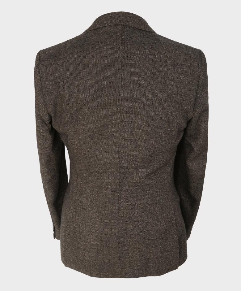 Herren Fischgrät Tweed Slim Fit Anzugjacke - MARTEZ - Braun