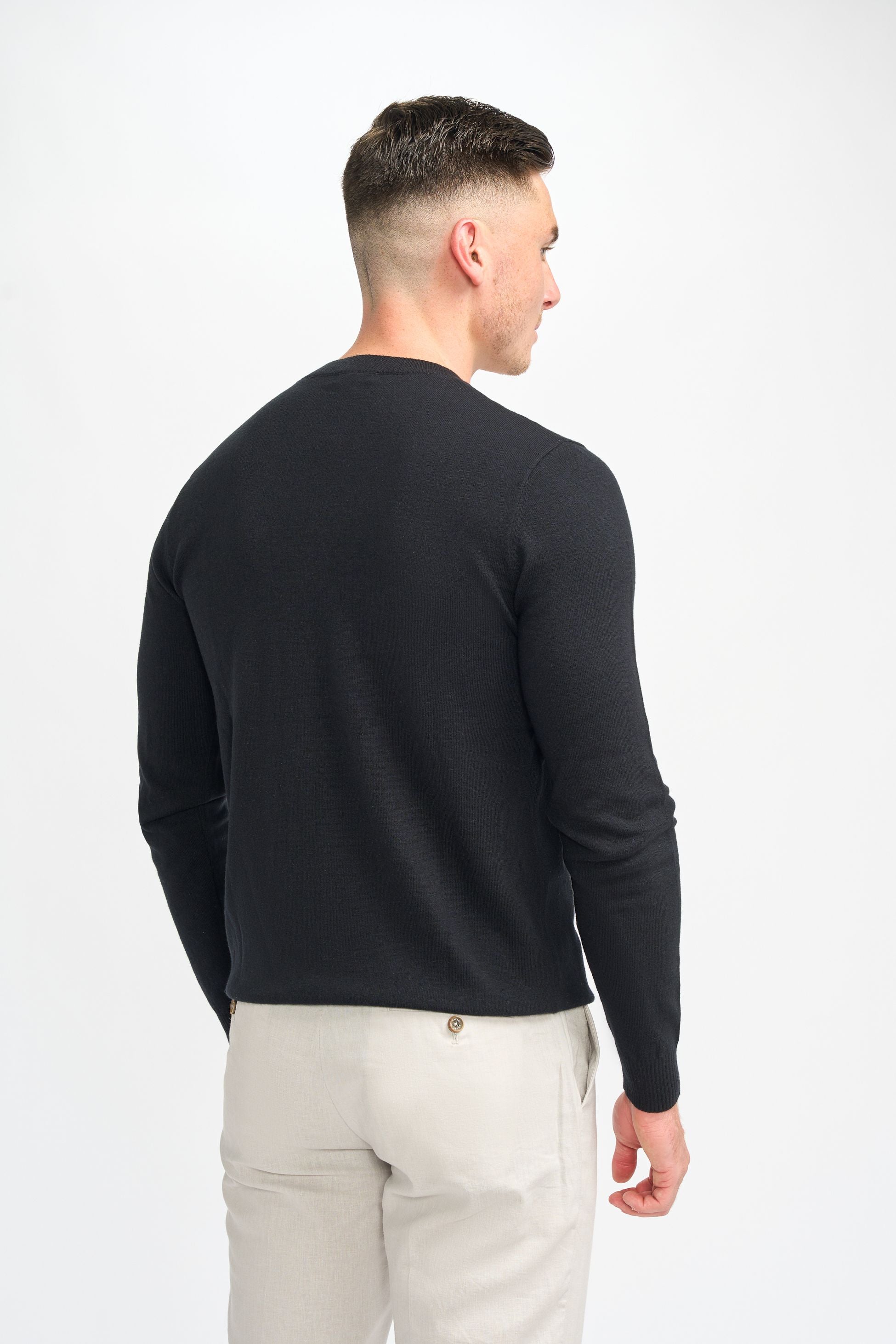 Men’s Wool Blend Knit Pullover Jumper - Connall - Black