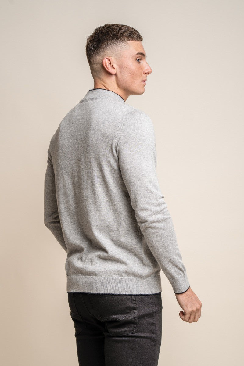 Pull à col roulé en coton pour hommes - New Rio - Gris