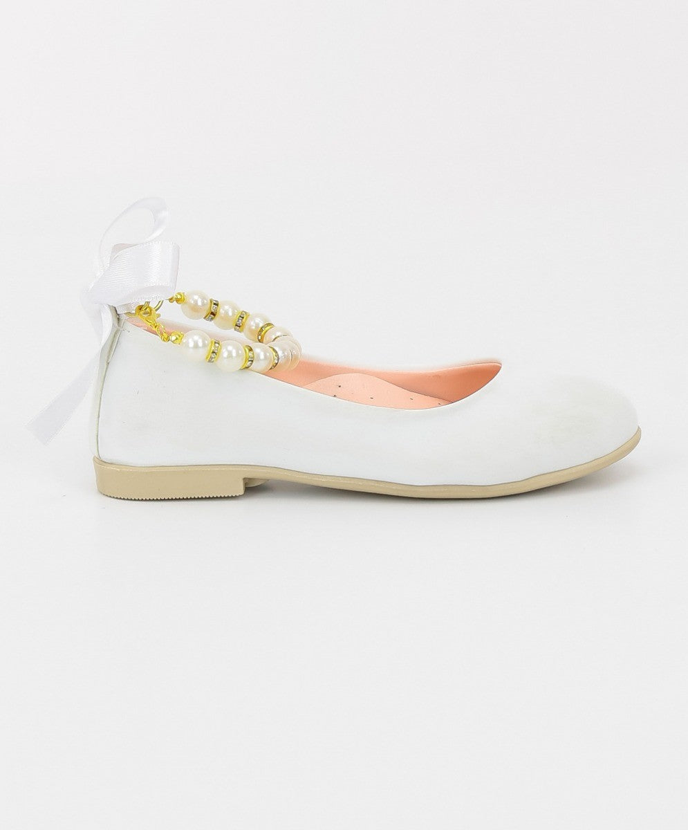 Mädchen Perlen Flache Mary Jane Schuhe - ISABEL - Weiß