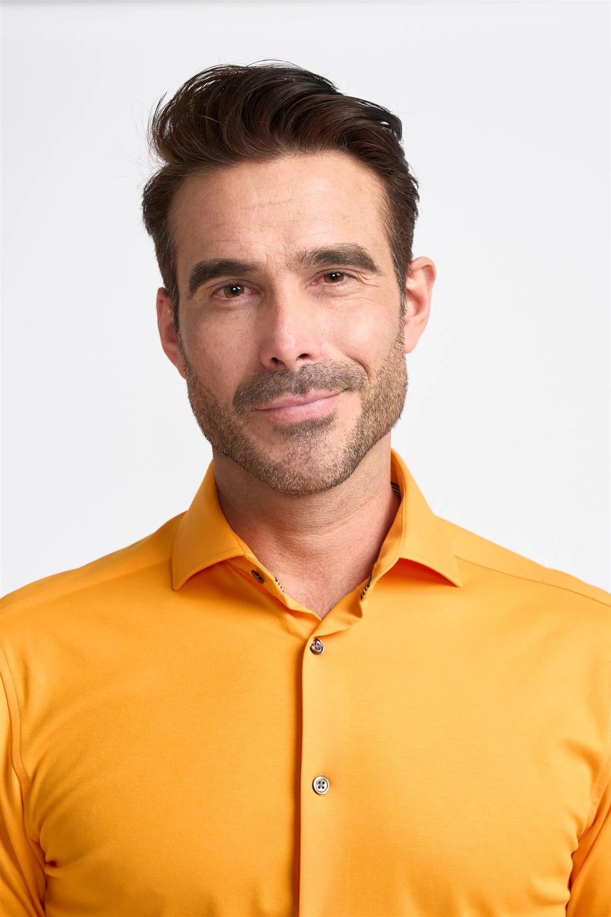 Chemise en coton ajustée à manches longues pour hommes - ASHLEY - Orange Flamme