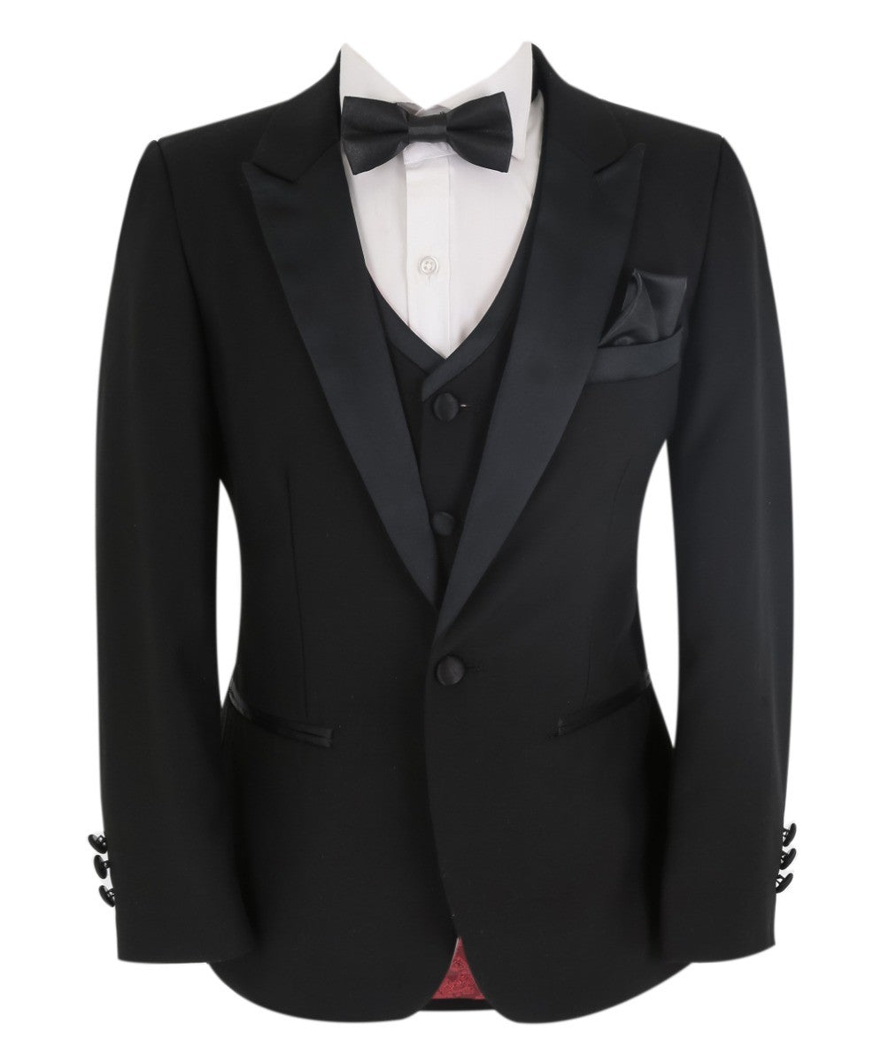 Costume de Smoking à Revers Peak pour Garçons - HARRY Noir - Noir