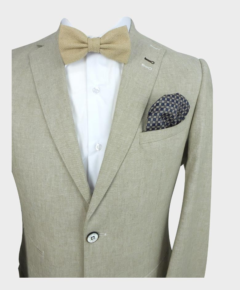 Herren Slim Fit Leinenblazer - ETHAN - Khakibeige