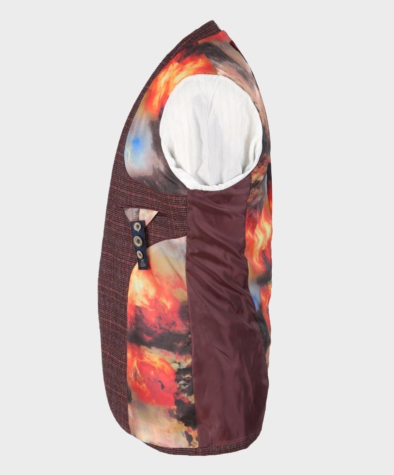 Blazer rétro en tweed ajusté pour hommes - CARLY - Vin