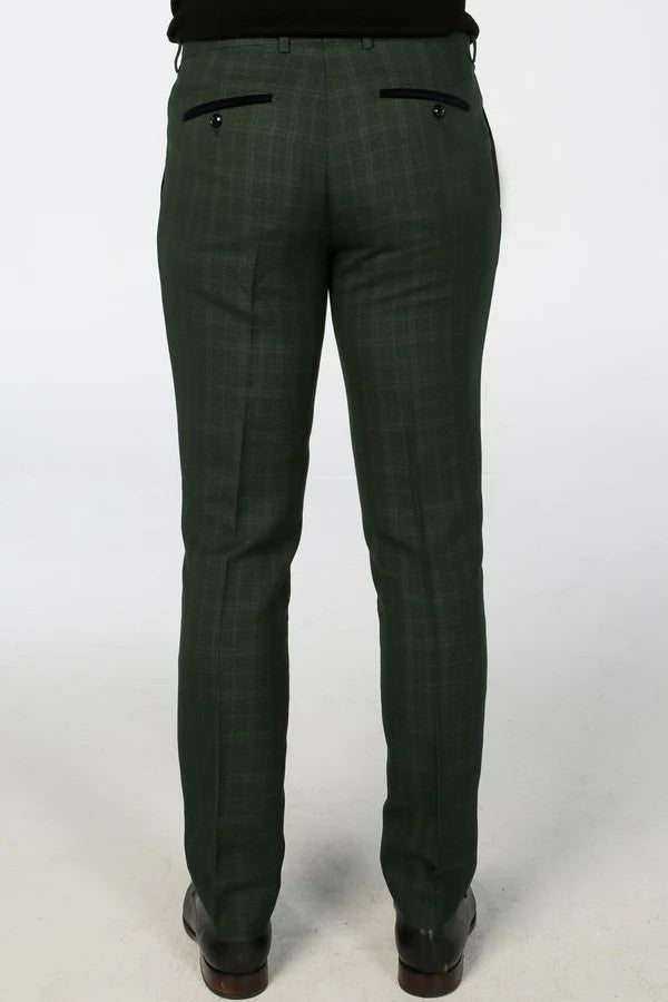 Men's Tailored Fit Check 2PC Suit - LEO - Green