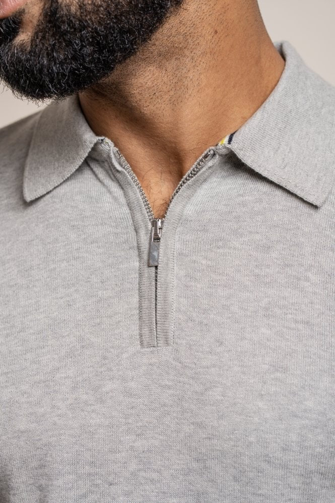 Chemise polo à manches courtes en coton pour hommes - Dino - Gris