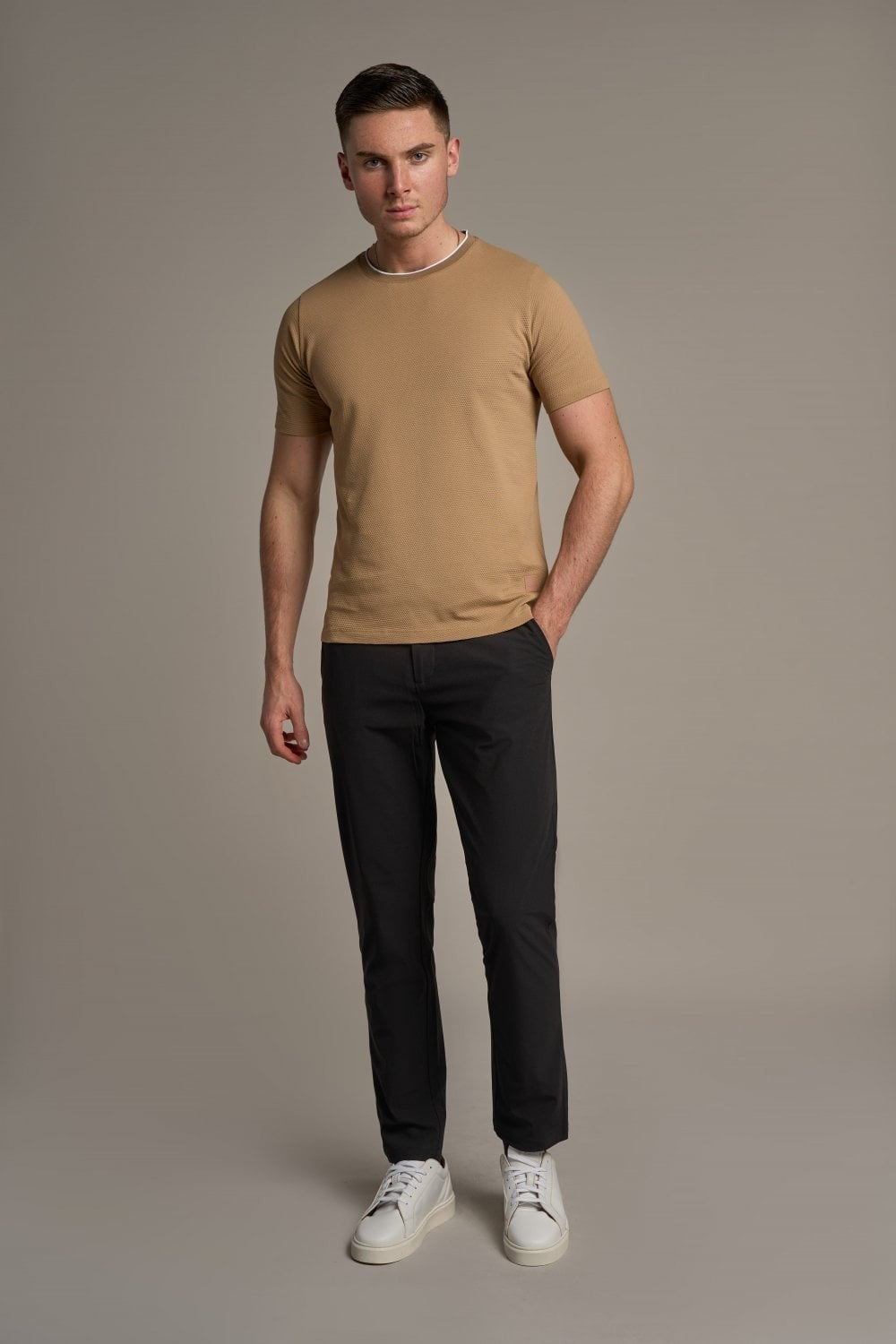 T-Shirt en Coton Slim Fit pour Homme - BYRON - Beige Sable