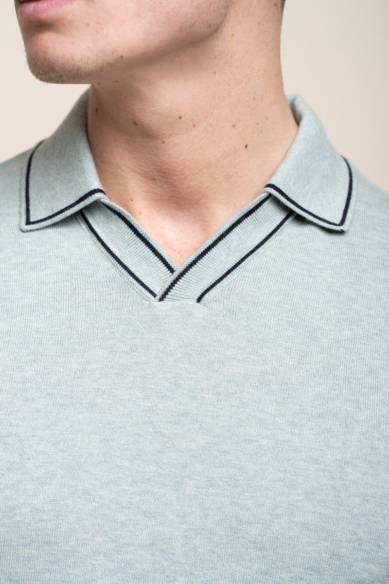 Men's Cotton Knitted Short Sleeve Polo Shirt - SEPPI - Almond Green
