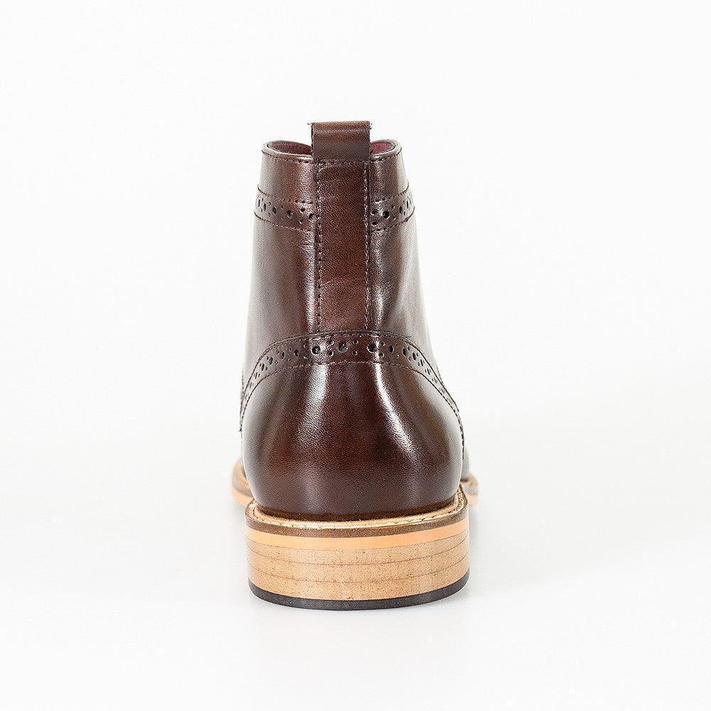Bottes Brogue en Cuir à Lacets pour Homme - HOLMES - Brun Foncé