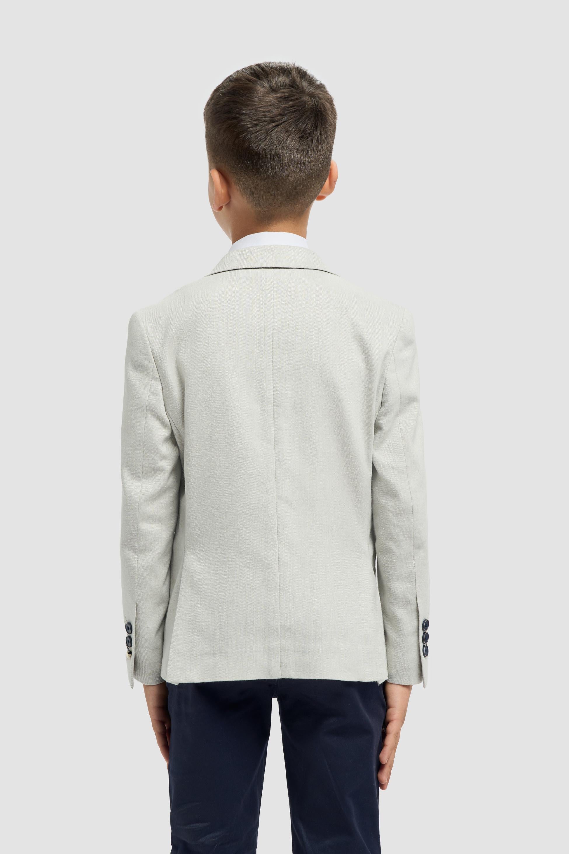 Jungen Patch Pocket Leinen Fischgräten Blazer - Luigi - Schiefergrau