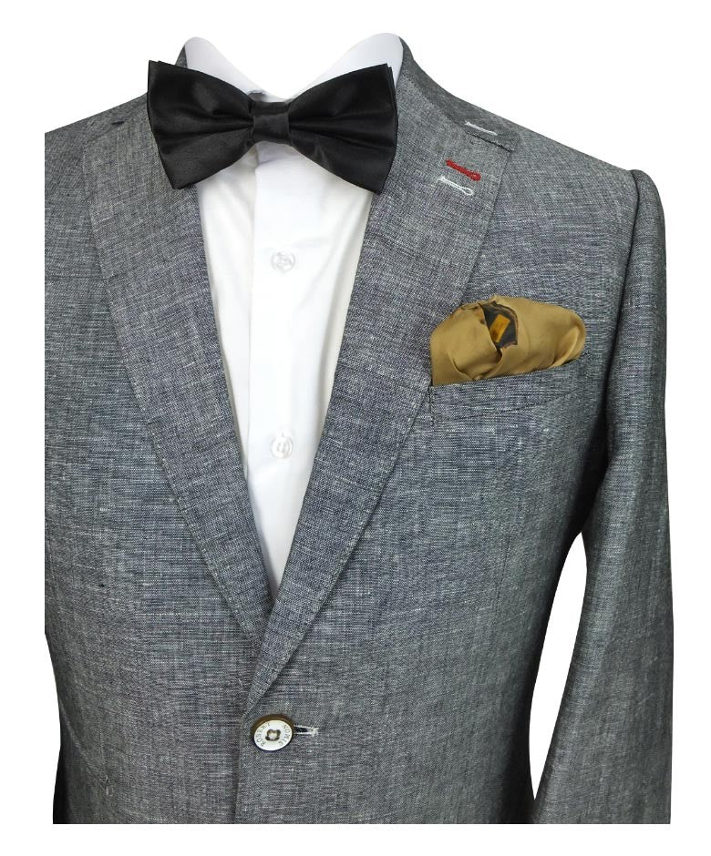 Herren Slim Fit Leinenanzug - ETHAN Style - Schwarzgrau