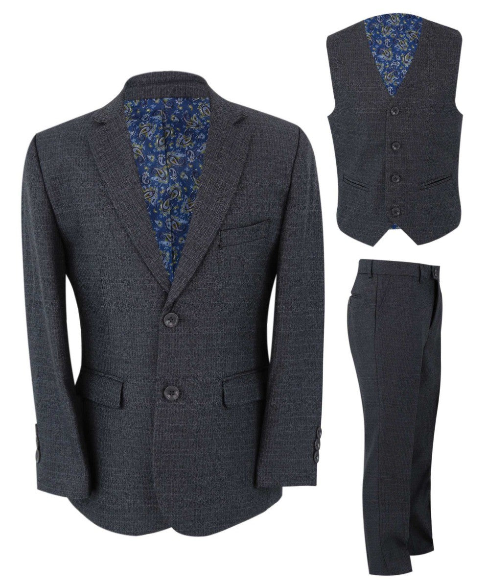 Jungen Tweed Maßgeschneiderter Husky-Größenanzug - JONATHAN Charcoal - Anthrazitgrau