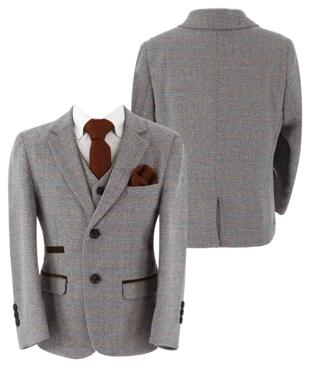Jungen Tweed Maßgeschneiderter Formalanzug - Ralph - Creme