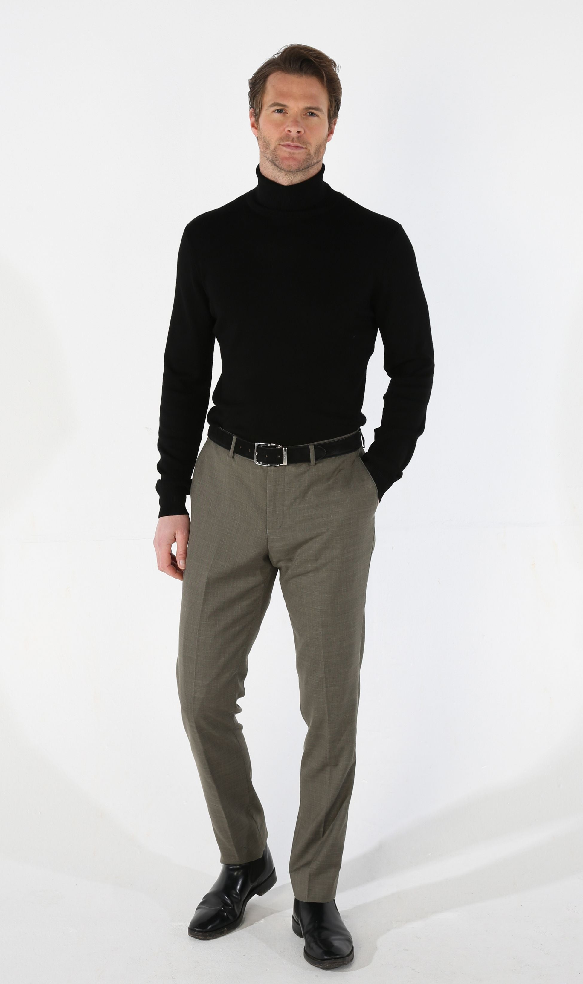 Costume à double boutonnage à carreaux pour hommes - KURT - Vert Sauge