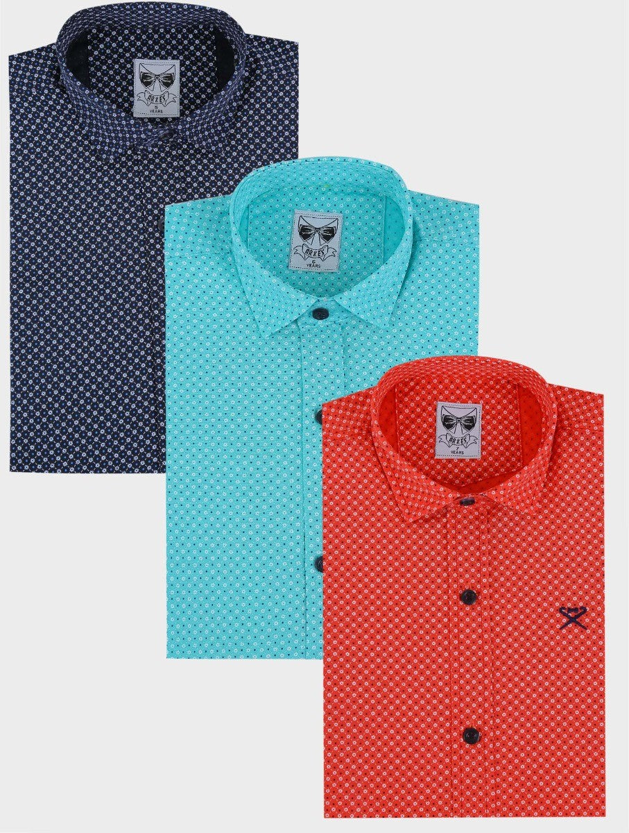 Jungen Slim Fit Langarm Gemustertes Hemd - ARTHUR - Grün