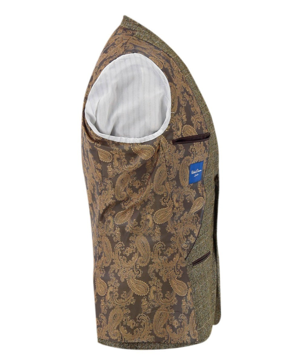 Chaqueta de traje de hombre de tweed con cuadro ventana - LIAM Beige - Beige